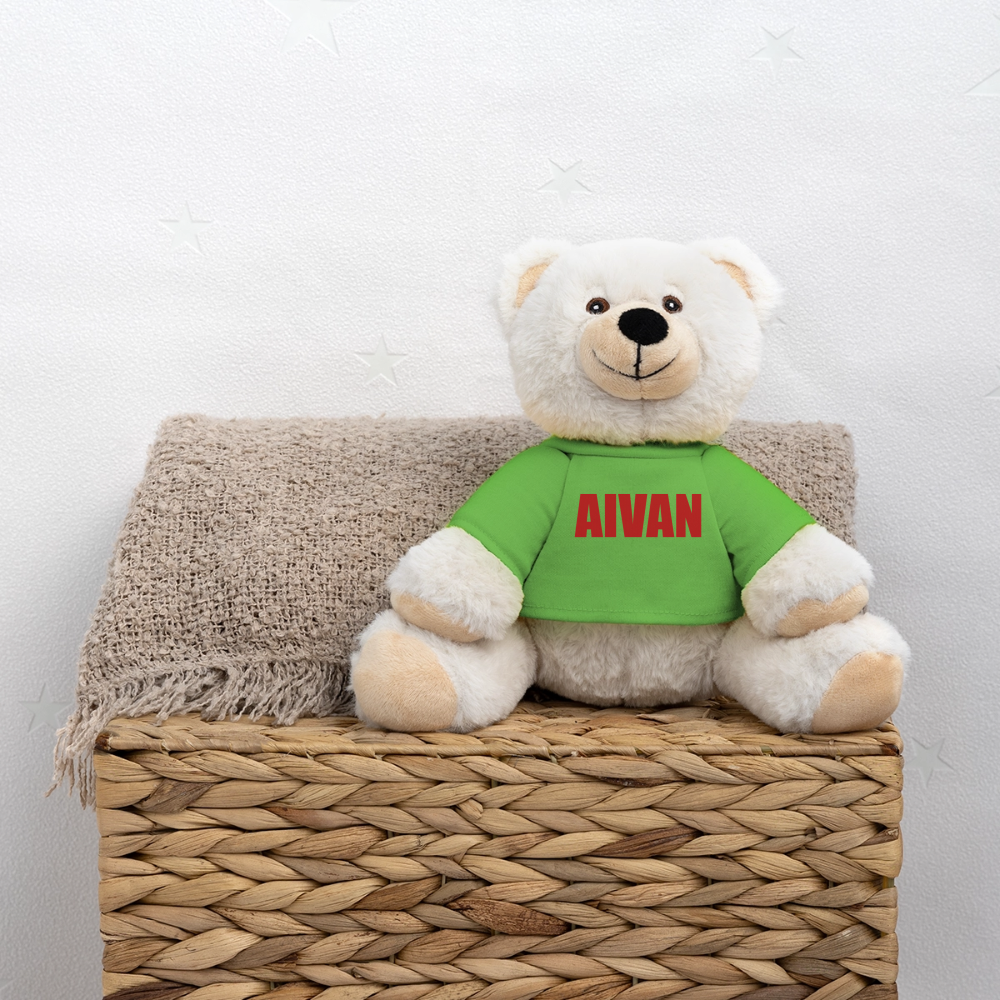 Pehmolelu, nalle (AIVAN-teksti) - light green